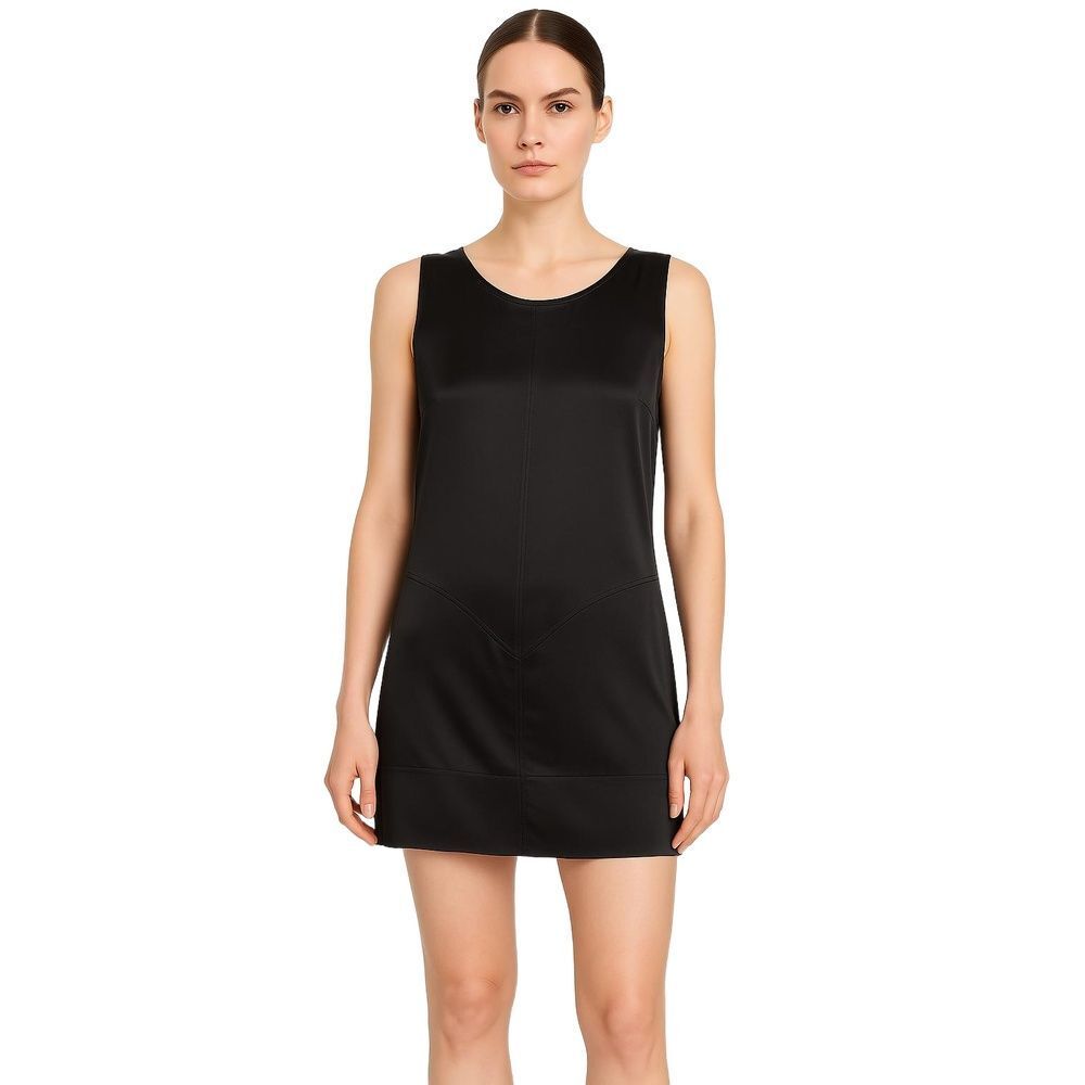 Nellie Partow Black Silk Minimalist Shift Sleeveless Mini Dress Solid Womens M